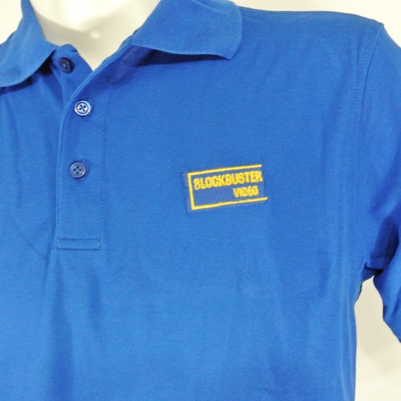 BLOCKBUSTER VIDEO Vintage Employee Uniform Polo Shirt Blue NEW Size XL - Picture 5 of 9